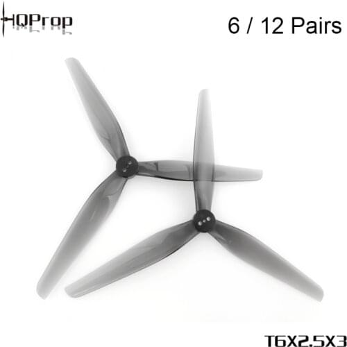 6/12 Pairs HQProp T6X2.5X3 6 Inch 3-blade Light Grey Poly Carbonate CW CCW Propellerfor RC Drone FPV Racing RC Parts DIY Accs