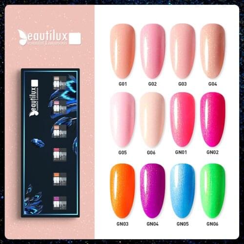 Beautilux Gel Nail Polish Glitter Nude Pink Camouflage Color Gels Varnish UV French Nails Ridge Filler Nails Art Lacquer 10ml