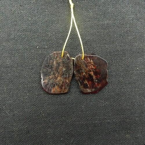 Sales 1Pairs Natural Stone Garnet Stone Earring Bead 24x20x2.5mm 5.9g Fashion Jewelry Women Earrings Accessories