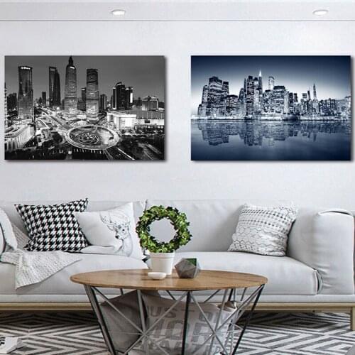 New York City Landmark Black White Building Canvas Painting Posters Prints Scandinavian Wall Art Picture for Living Room Decor
