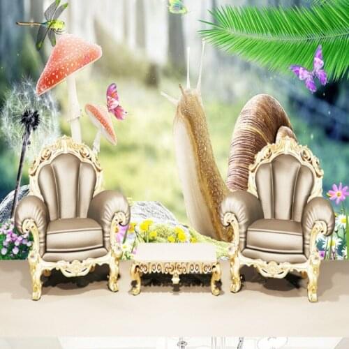 Dropship Colomac Custom Mural Wallpaper Outdoor Beauty Landscape Snails Mushroom Kids Wallpaper Wall Murals Papel Parede 3d