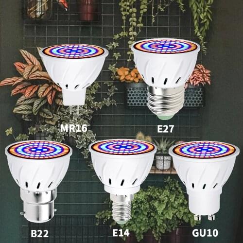 Phyto Led Hydroponic Growth Light B22 E27 E14 GU10 MR16 Led Grow Bulb Full Spectrum 220V UV Lamp Plant Flower Seedling plants