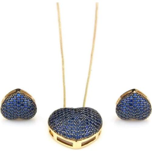 HIBRIDE New Arrival Gold Multi Colors Cubic Zirconia Fashion Earrings Necklace Jewelry Set for Women Gift Wedding Brincos N-438