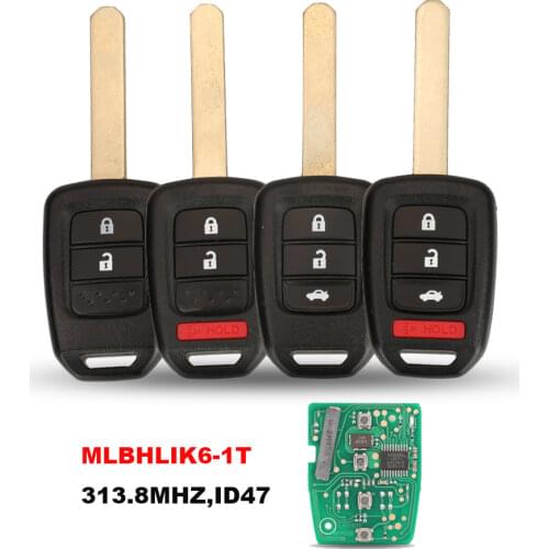 Jingyuqin Car Key Fob 313.8mhz id47 Chip Keyless Remote Key Fob For Honda Accord 2013 2014 2015 2016 2017 MLBHLIK6-IL