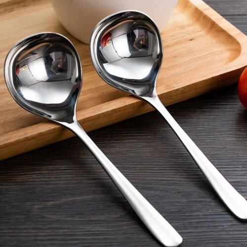 Quality 304 stainless steel soup spoon household deepening round spoon porridge spoon hotel hot pot spoon big head spoon