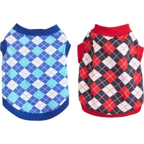 Classic Plaid Short Sleeve Cotton Dog Clothes Breathable Pet Clothes Dog Vest