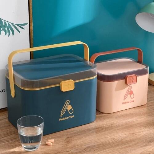 Plastic Tier Medicine Boxes Large Capacity Medicine Chest Storage First Aid Kit Multi-Functional Medicine Family Emergency Box