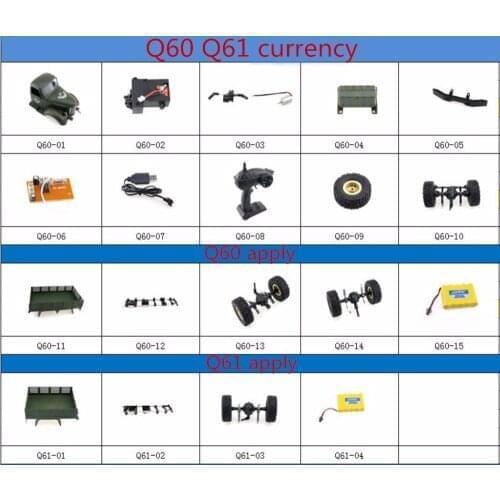 JJRC Q60 Q61 D826 D827 RC 1:16 2.4g radio-controlled 6wd tracked spare parts tire motor car Head Front middle rear axle etc