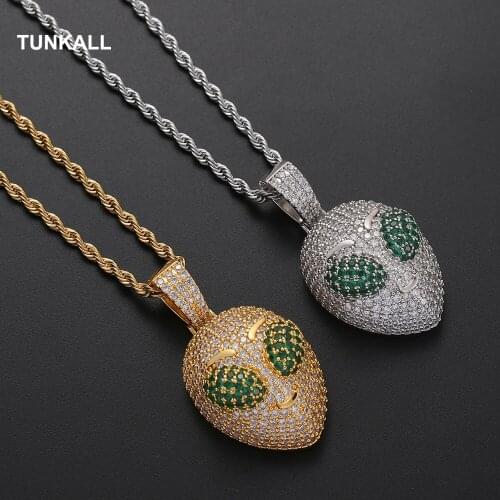 Alien Face Necklace & Pendant Iced Out Cubic Zircon Men And Women Hip hop Rock Jewelry CN215