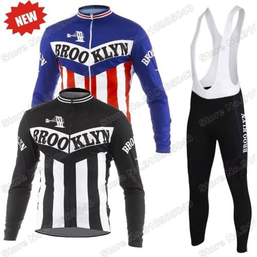Summer brooklyn 2021 Team Cycling Jersey Set Cycling Clothing Long Sleeve MTB Bike Road Pants Bib Maillot Culotte