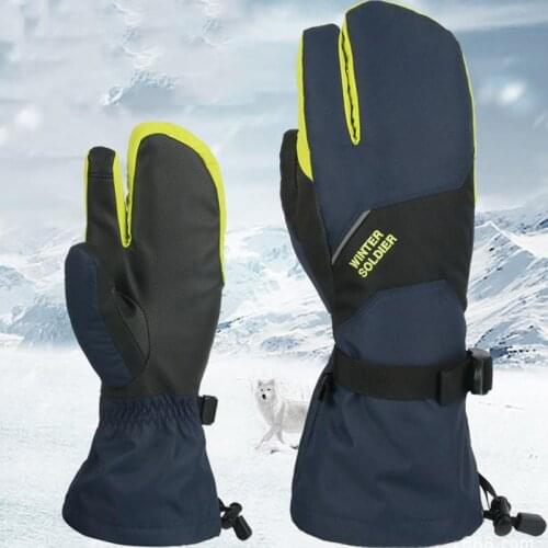 Ski Gloves Winter Waterproof Warm Thick Touch Screen Three-Finger Gloves for Men Women Cycling Outdoor Climbing