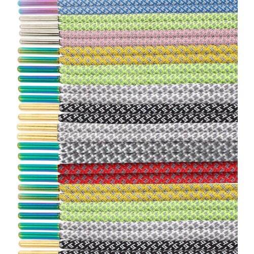 Metal 1Pair Fluorescent Sneaker Shoestrings Sport 3M Metal Head Cordones Rope Shoes Laces Light Safety Child Shoelaces