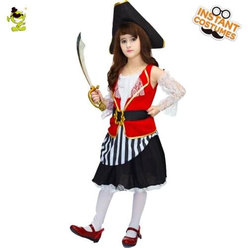 Girl Lovely Pirate Costume High Quality Kid Pirate Princess Dress Halloween Carnival Party Unique Pirate Cosplay Costume