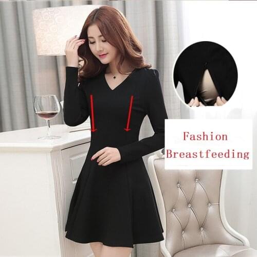 Fashion Sexy V-Neck Party Maternity Nursing Dresses for pregnant women breastfeeding dress 2020 Spring Autumn Maternity clothes