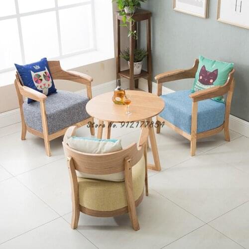 Milk tea shop, book bar, coffee shop, leisure deck, western restaurant, negotiating office, simple solid wood table and chair co