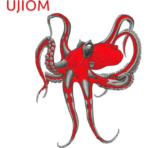 UJIOM Wall Stickers Cartoon Red Octopus Wallpaper Decoration Waterproof Door Sticker Accessories Room Home Decor Art PVC Decals