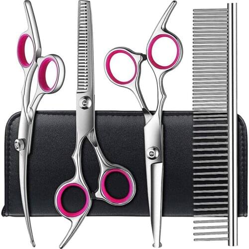 New Pet Grooming Scissors Set with Safety Round Tip, Dog Grooming Scissors Kit for Dog Cat Hair Care