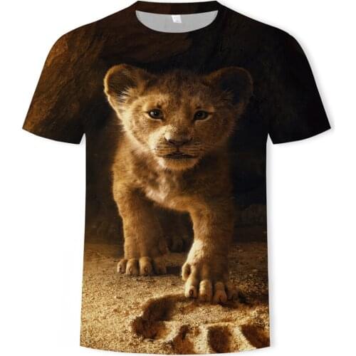2021 summer new style 3D printing lion mens and womens casual T-shirt fashion trend young handsome T-shirt top