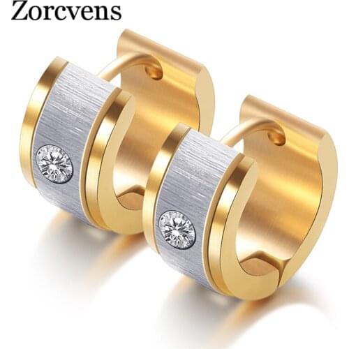 Modyle New Classic Brand Jewelry Silver Color&Gold Color 316L Stainless Steel Zircon Crystal hoop Earrings for Women