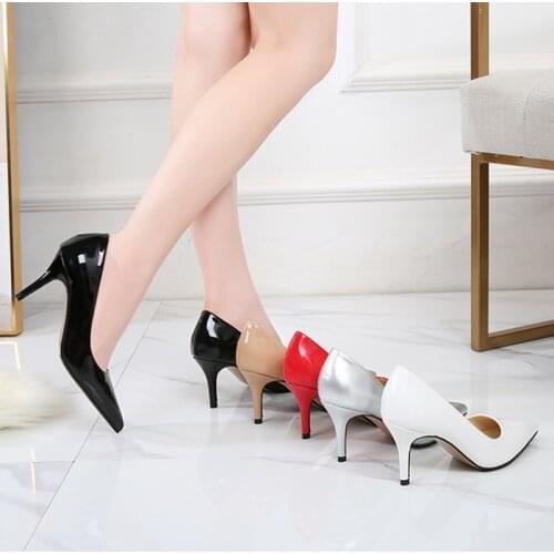 New Women Party Pumps Stiletto High Heels 7.5cm Wedding Banque Office Fairy Style New High Quality Shoes Large Size 35-46