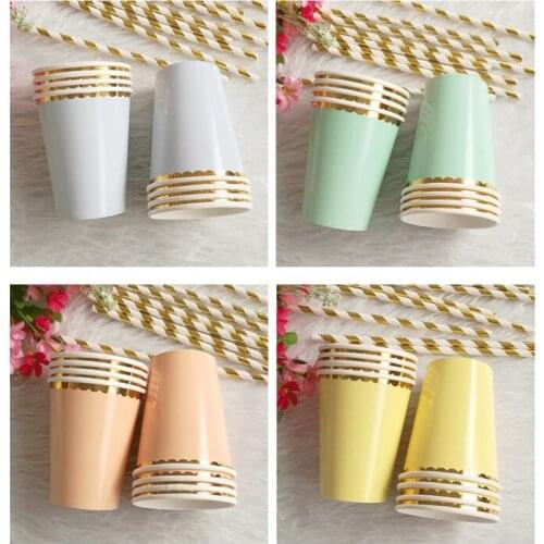 Disposable Paper Cup With Color And Gilded Edge Many Colors Can Be Selected For Birthday Party Festival Celebration Daily Party