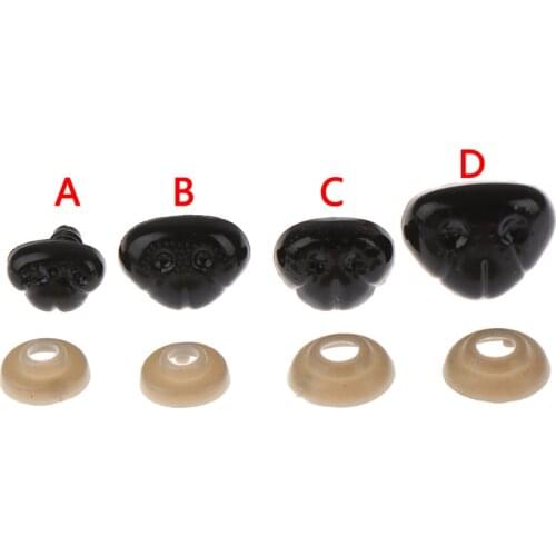 10Pcs/bag Black Oval Ellipse Oblong Doll Safety Nose Eyes for Bear Stuffed Toys Snap Animal with Plug Washers DIY Craft