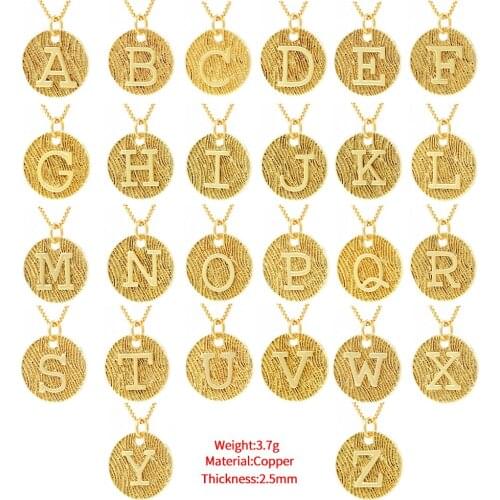 26 English Letter Series Pendant 2021 New Gift Necklace For Girls Retro Style Round Punk Copper Plating