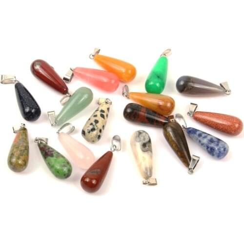 Natural Stone Opal/Malachite Pendant Water Drop Shape Pendants for Jewelry Making DIY Necklace Accessories Size 10*25 mm