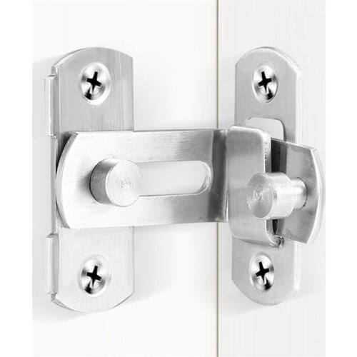 Simple Sliding Door Buckle 90 Degree Anti-locking Bolt Turn On Left / Right 304 Stainless Steel Thicken Locker Hasp