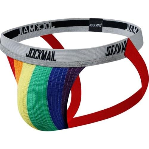 Sexy Mens Gay Underwear Breathable Stretch Big Pouch Underwear Men Sexy Brief Sports Rainbow Mens Thong ropa interior hombre