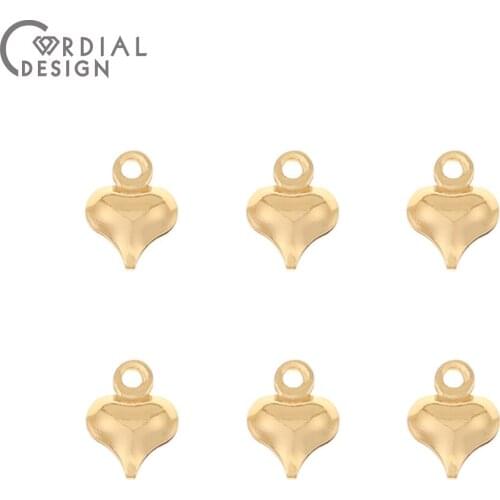 Cordial Design 100Pcs 7*9MM Jewelry Accessories/DIY Charms/Genuine Gold Plating/Heart Shape/Pendant/Hand Made/Earring Findings