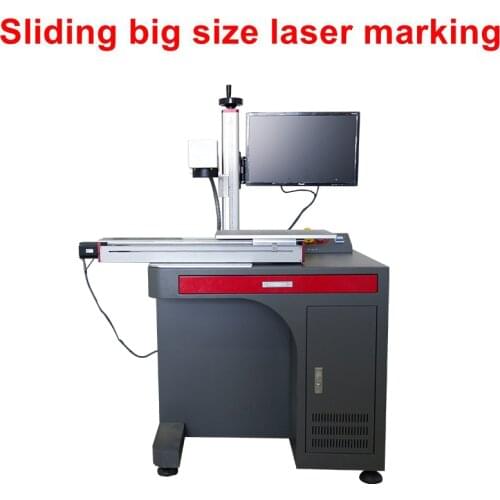 Sliding rail big work size metal engraving fiber laser marking machine with rotary axis
