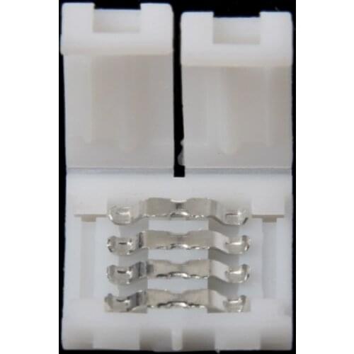 Solderless Clip-on Coupler Connector 4 Pin 10mm For 5050 RGB LED Strip Light X7YF