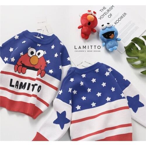 Tonytaobaby Autumn Winter Clothes New Childrens Clothing Cartoon Knitted Sweater European and American Style Cartoon Sweater