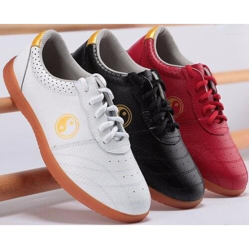 Cowhide Leather Tai Chi Shoes Martial Art Performance Breathable Shoes Taiji Kung Fu Shoes Free Flexible 5 Colors