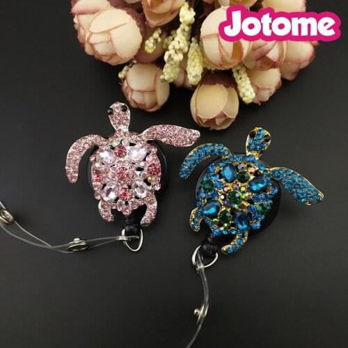 10PCS/Lot Retractable Crystal Animal Sea Turtle ID Badge Reel Student Nurse Exihibiton ID Name Card Badge Holder Office Supplies