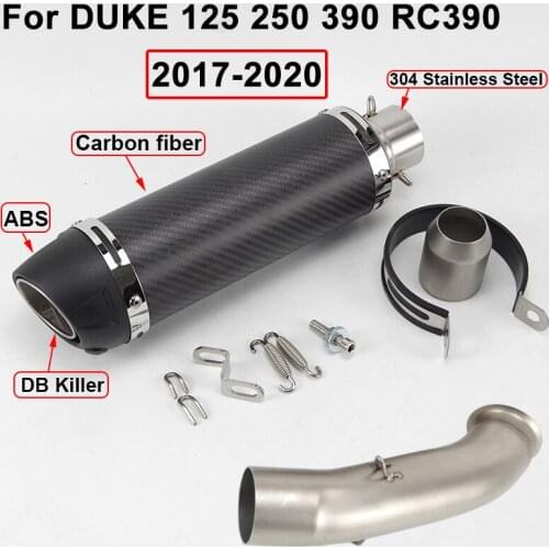 Slip on 51mm Motorcycle Exhaust Pipe Carbon Fiber Escape Modified Middle Link Pipe For DUKE 125 250 390 RC390 2017-2020 Years