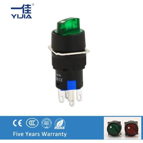 YIJIA 16MM Rotary Push Button Switch With 12V LED light 2 3 position Selector Switch Knob Switch