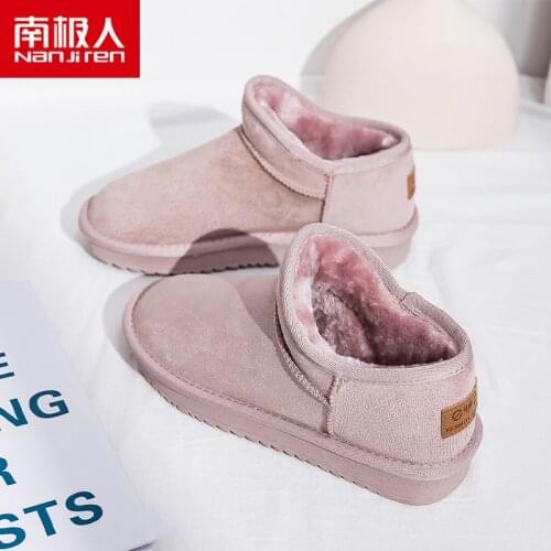 Winter 2020 New Womens Snow Boots Fashion Warm Suede Womens Flat Bottom Short Home Casual Shoes Size 35-40