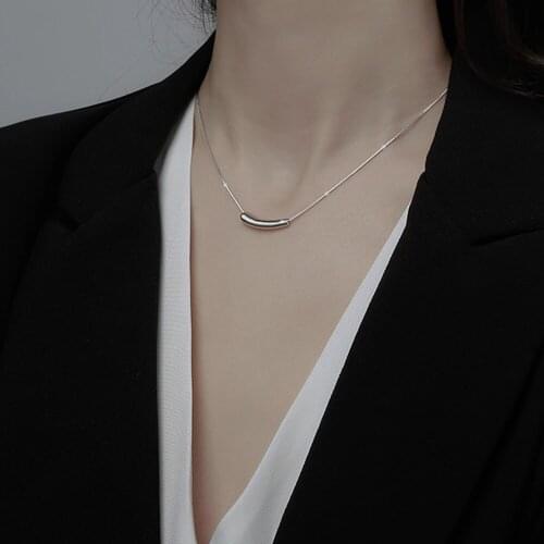Jewelry Small Eggplant Necklace S925 Sterling Silver Korean Version Simple Chic Cold Wind Elbow Smile Accessories Women PS-1