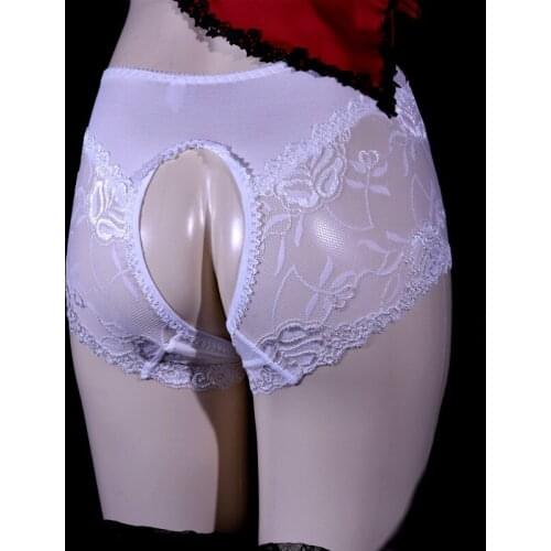 Plus Size Sexy Lingerie Women Crotchless Panties Lace Open Crotch Briefs Sheer Thongs Underpants Bikini G-strings Large Size