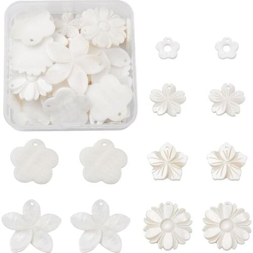1 Box Natural Flower Leaf Freshwater Shell Pendants White for Jewelry Making DIY Earring Necklace Bracelet Decor Accessories