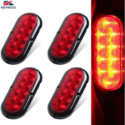 KEYECU 4 Pieces Red 10 LED 6" Truck Trailer Trail Bus Side Marker Stop Brake Tail LED Lights