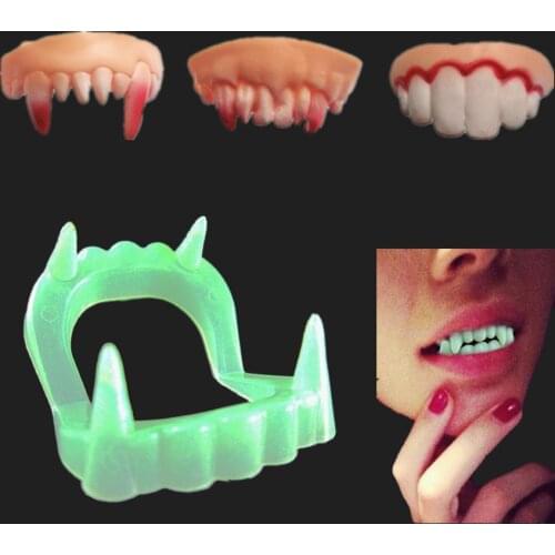4PCS Halloween Cosplay Makeup Party Zombie Vampire Teeth Prank Freak luminous False Teeth Novelty funny Gags Practical Jokes