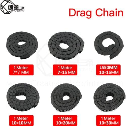 7 x 7mm 10 X15/ 20/30/40 mm 1 Meter Cable Drag Chain Wire Carrier with End Connectors for CNC Router Machine Cable
