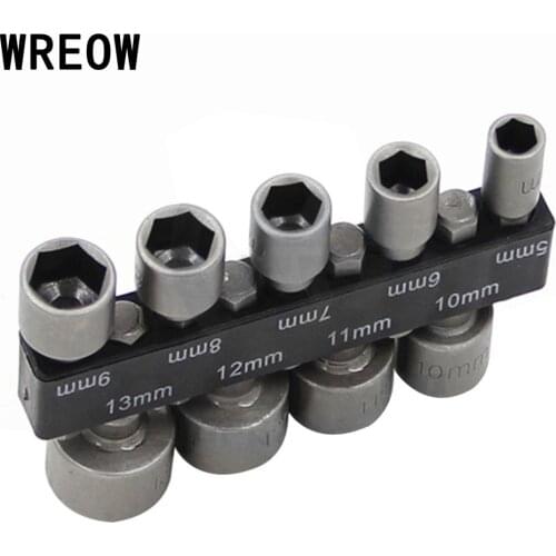 9PCS/set 1/4 Inch 5mm-13mm Nut Drivers Hex Shank Socket Sleeve Nozzles Nut Driver Drill Bit Set Wrench nuts Screw Adapter Tools