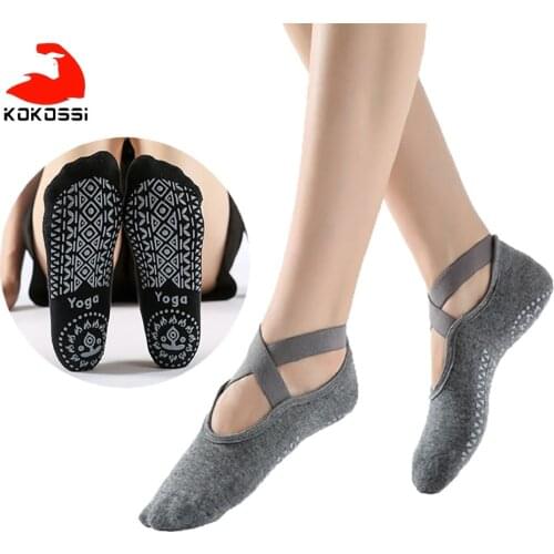 KoKossi Bandage Yoga Socks Concise Comfortable Breathable Soft Shockproof Non-slip PVC Particles Sweat-absorbent Yoga Socks