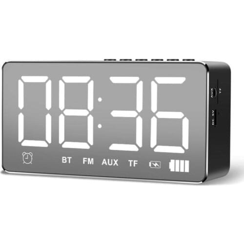 Bluetooth Wireless LED Double Alarm Table Clock Light Dark Adjustment FM Radio Alarm Clock Of Snooze Function Office Home Decor