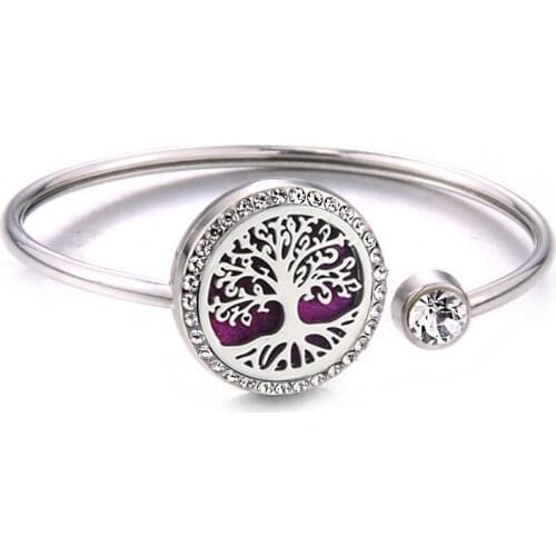 Perfume Bracelet Essential Oil Diffuser Aromatherapy Locket Bracelet Tree of Life 316L Stainless Steel Diffuser Bracelet