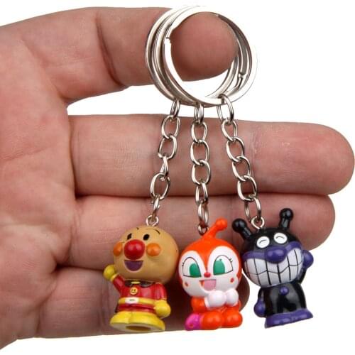 Cartoon Anpanman Characters Keychain Women Lovely Resin Key Chain Bag Pendant Key Ring For Women Kids Girls Toy Gift